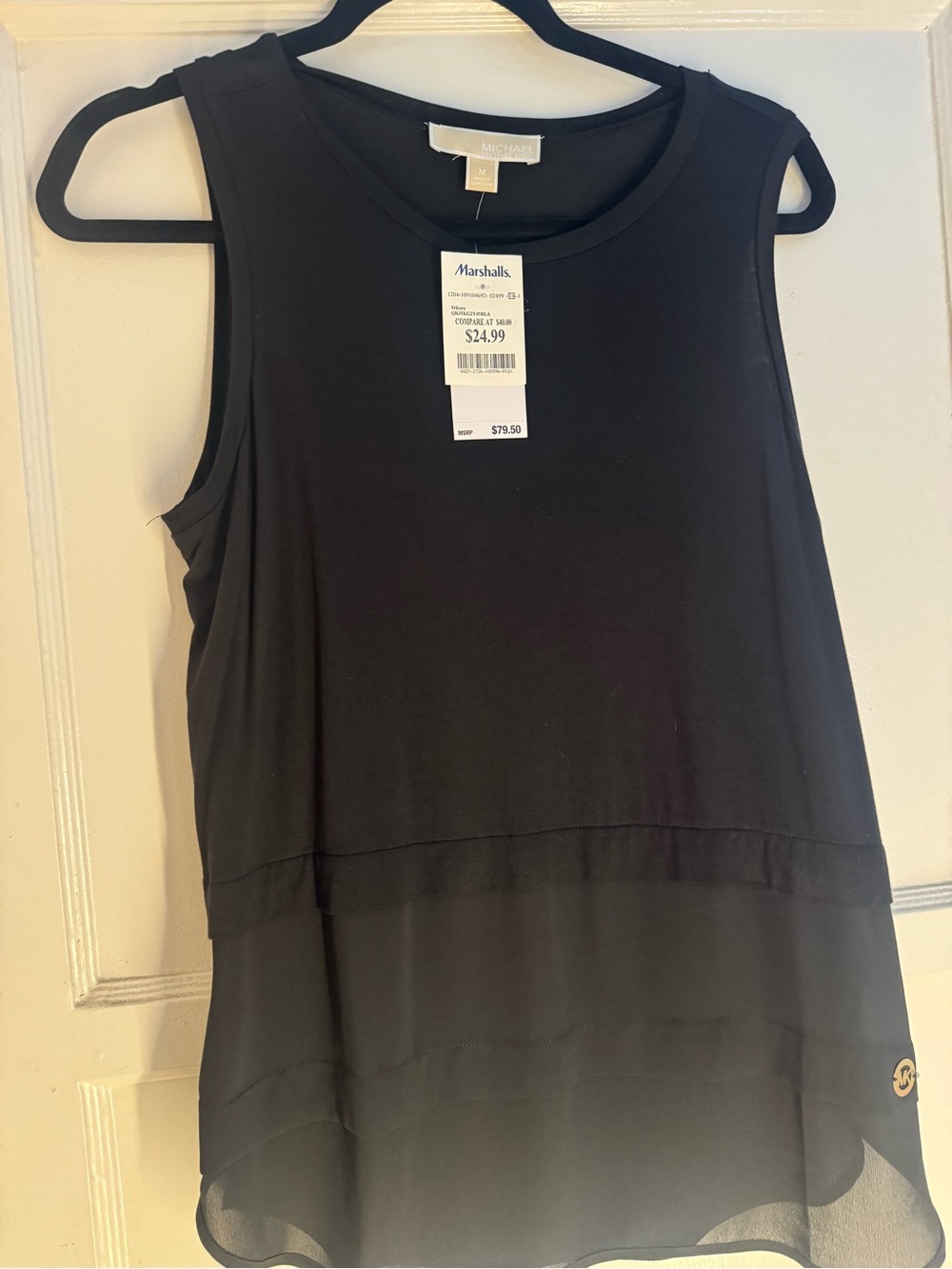 Michael Kors Black Layered Chiffon Hem Sleeveless Camisole